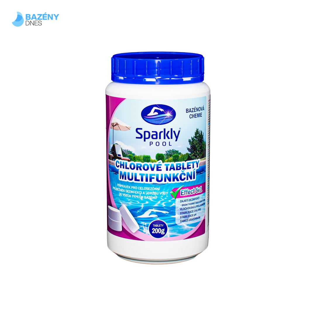 Sparkly POOL Chlorové tablety do bazénu 5v1 multifunkční 200g