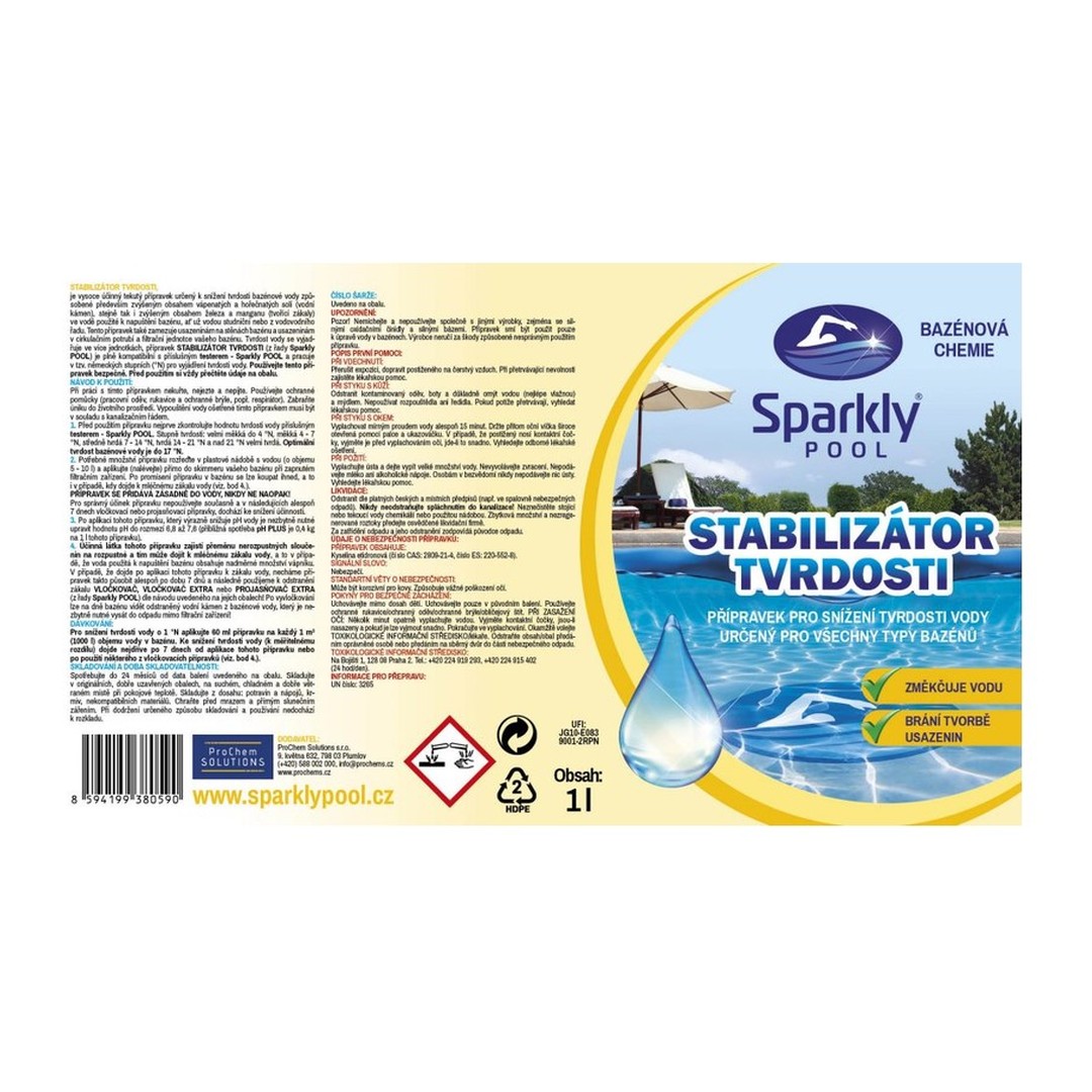 Sparkly POOL stabilizátor tvrdosti - snížení tvrdosti 1l 3