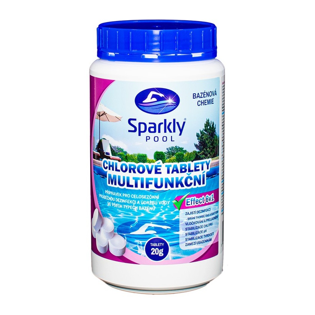 Sparkly POOL chlorové tablety do bazénu 6v1 multifunkční 20g 1 kg