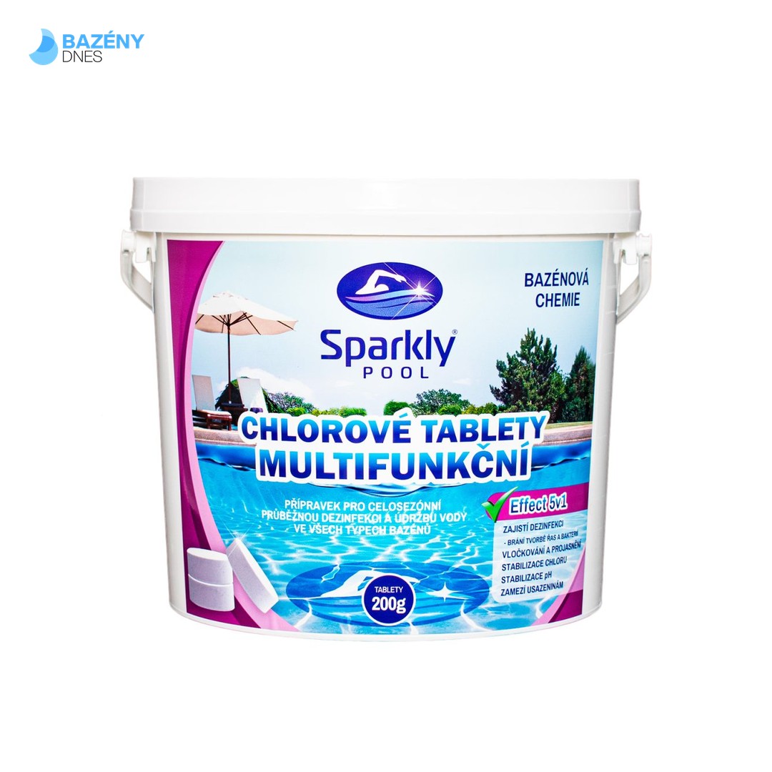 Sparkly POOL Chlorové tablety do bazénu 5v1 multifunkční 200g 3kg