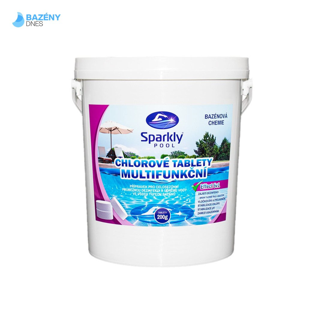 Sparkly POOL Chlorové tablety do bazénu 5v1 multifunkční 200g 10kg