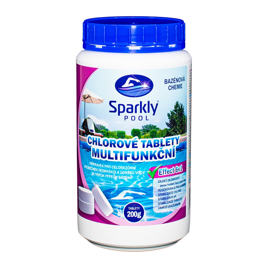 Sparkly POOL chlorové tablety do bazénu 6v1 multifunkční 200 g 1 kg