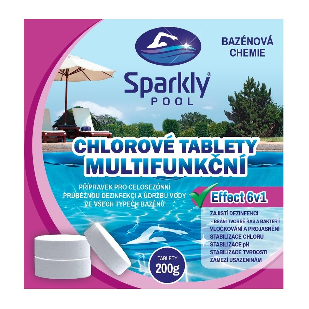 Sparkly POOL chlorové tablety do bazénu 6v1 multifunkční 200 g 1 Kg 2
