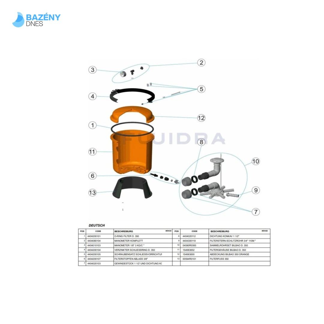 filtr BILBAO D 350 5 m3/h bez 6 - ti cestného ventilu 1, 5˝ 3