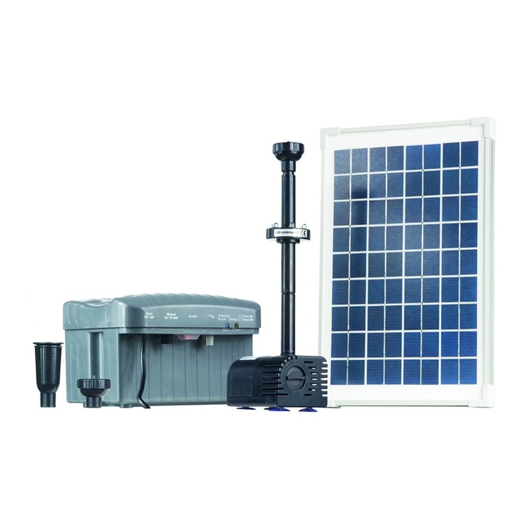 Sada solárního efektového čerpadla HEISSNER 750 l/h s baterií a LED osvětlením SP760 - L