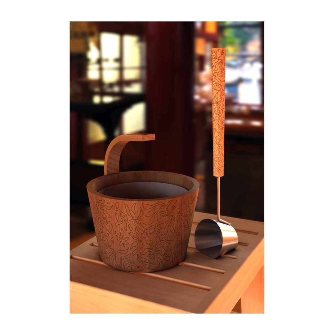 Saunová naběračka Deluxe - Cedr/Nerez 2