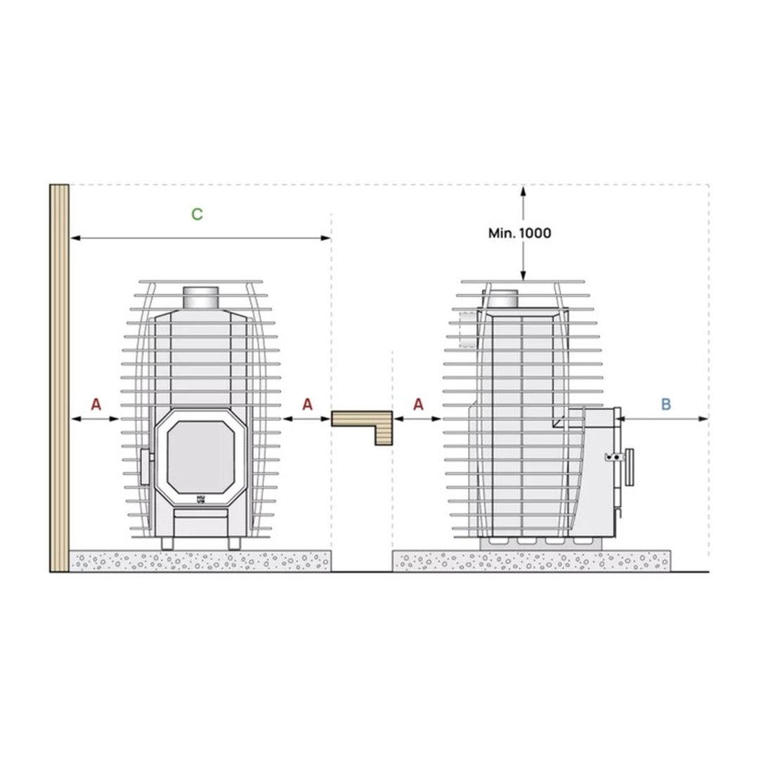 Saunová kamna HIVE FLOW Mini 9kW na tuhá paliva 8