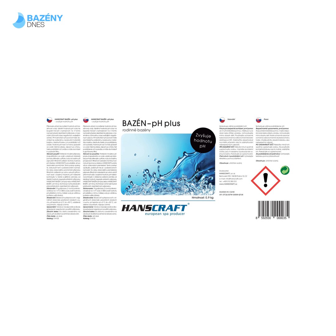 HANSCRAFT BAZÉN - pH plus - 3 kg 2