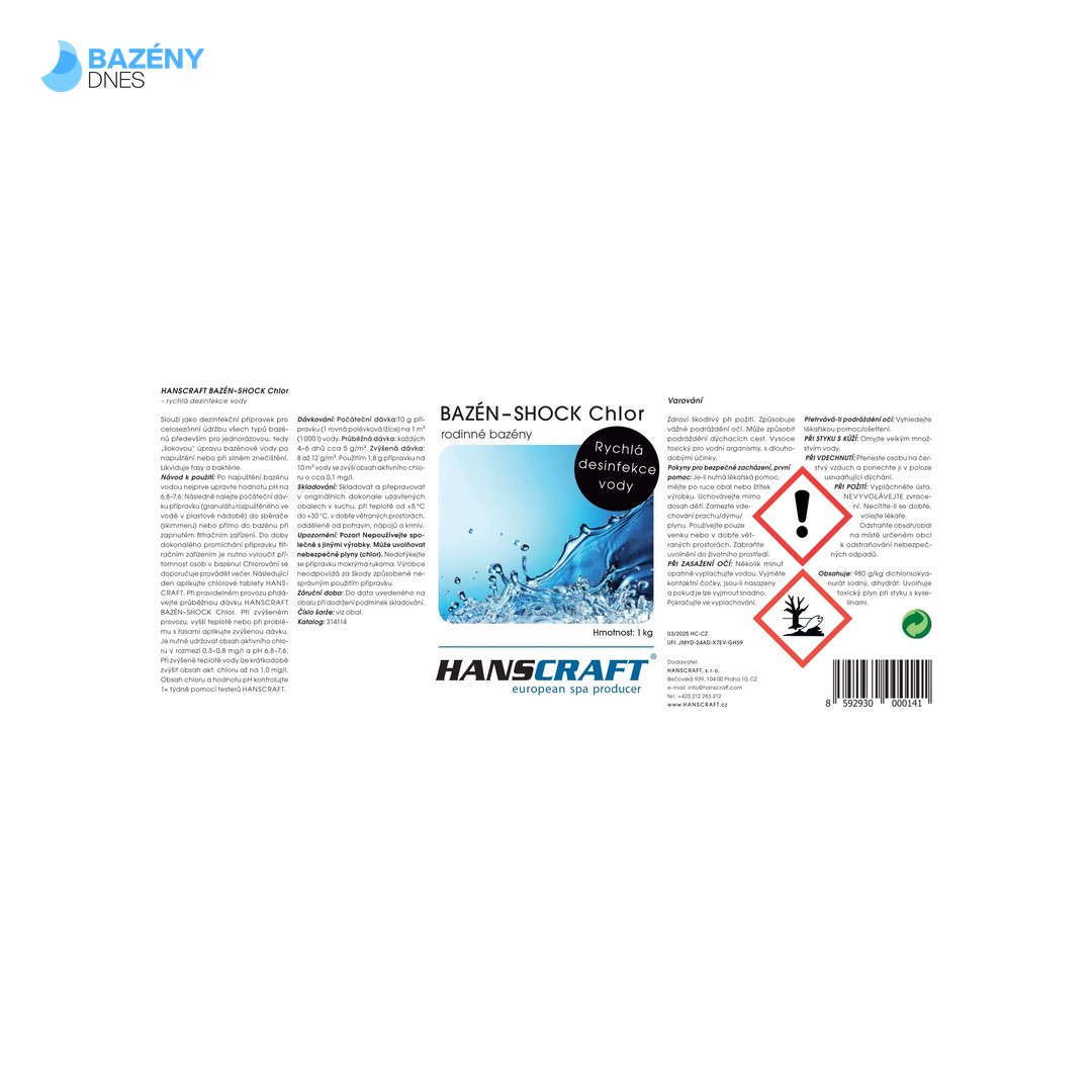 HANSCRAFT BAZÉN - SHOCK Chlor - 2, 5 kg 2