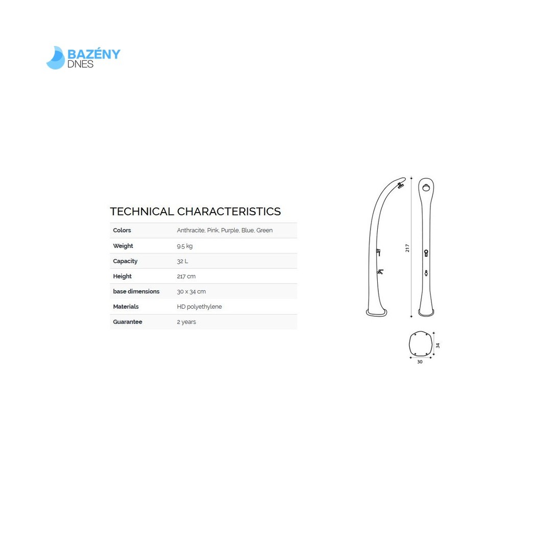 Solární sprcha s oplachem nohou COBRA černá 10