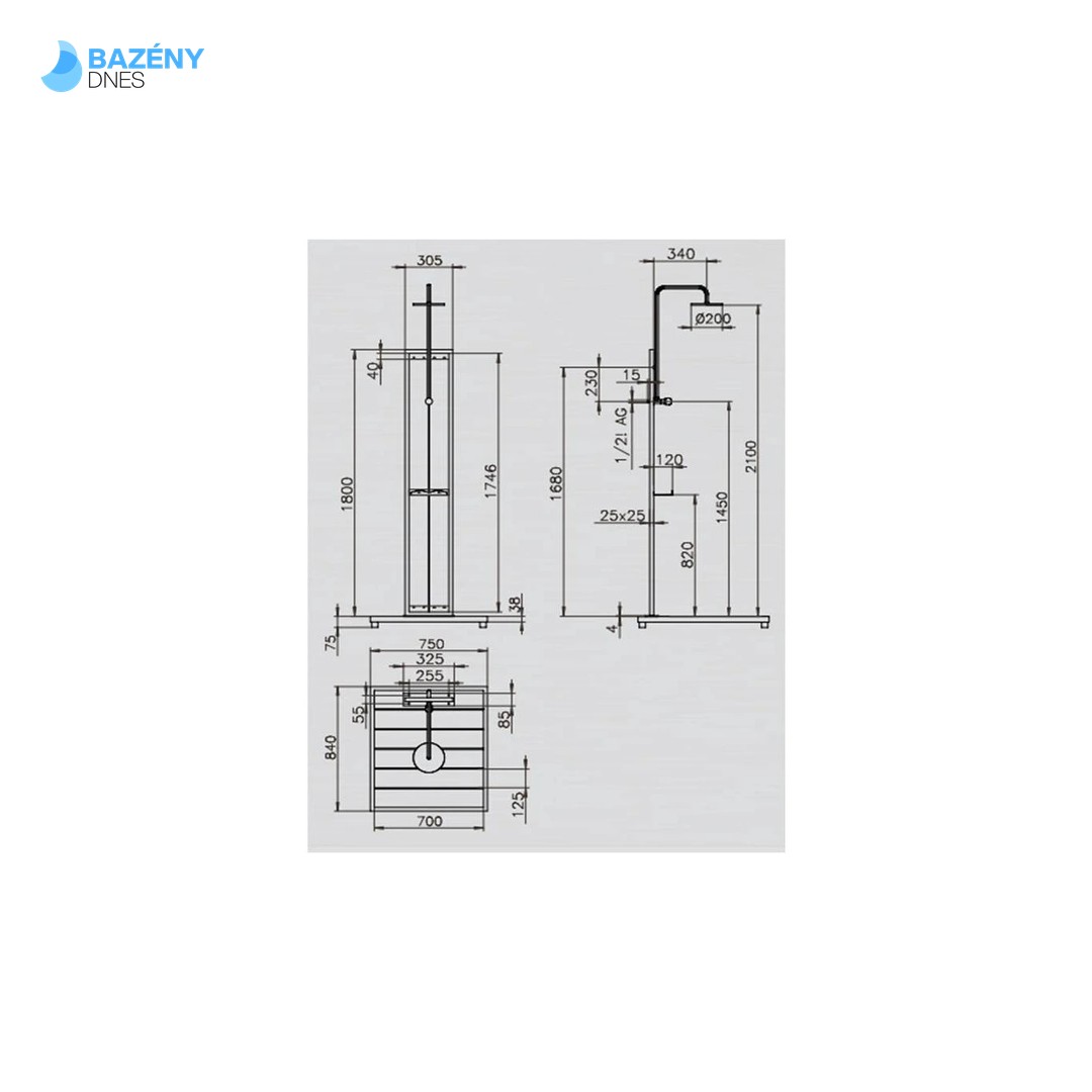 JDEAL Zahradní sprcha Bahama s podstavcem 2