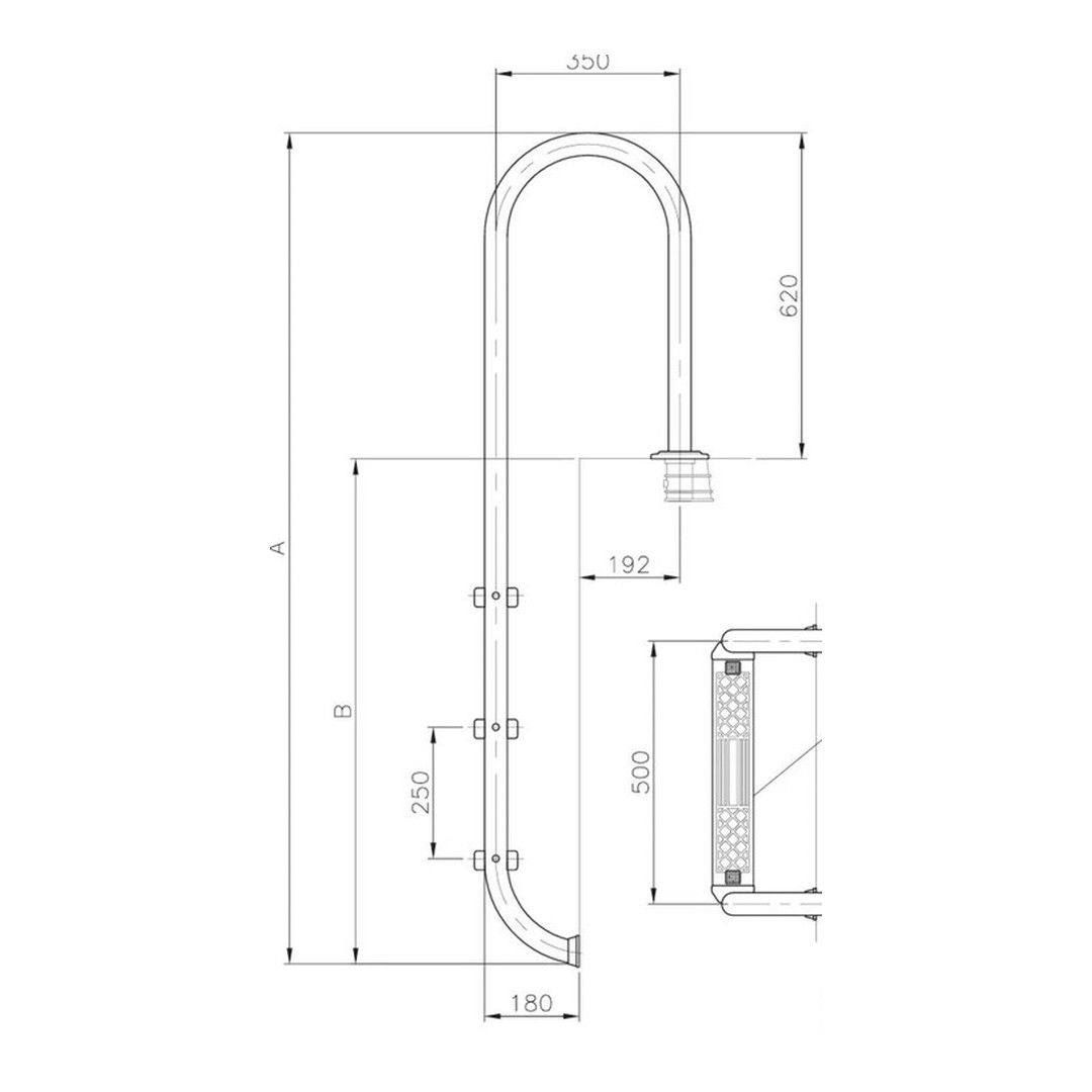 Bazénové schůdky CF (ÚZKÉ) pro zapuštěné bazény s hl. 150 cm 3
