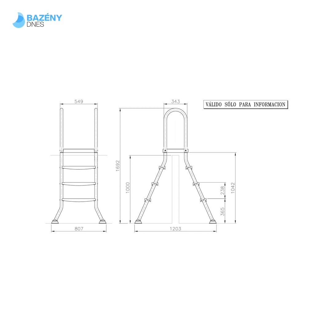 Bazénové schůdky CF 90 cm - nerezová ocel 2