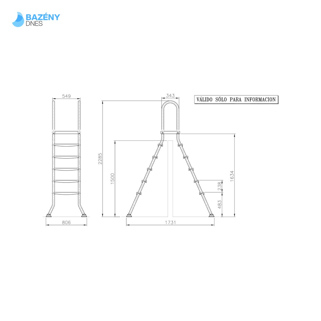 Bazénové schůdky CF 150 cm - nerezová ocel 2