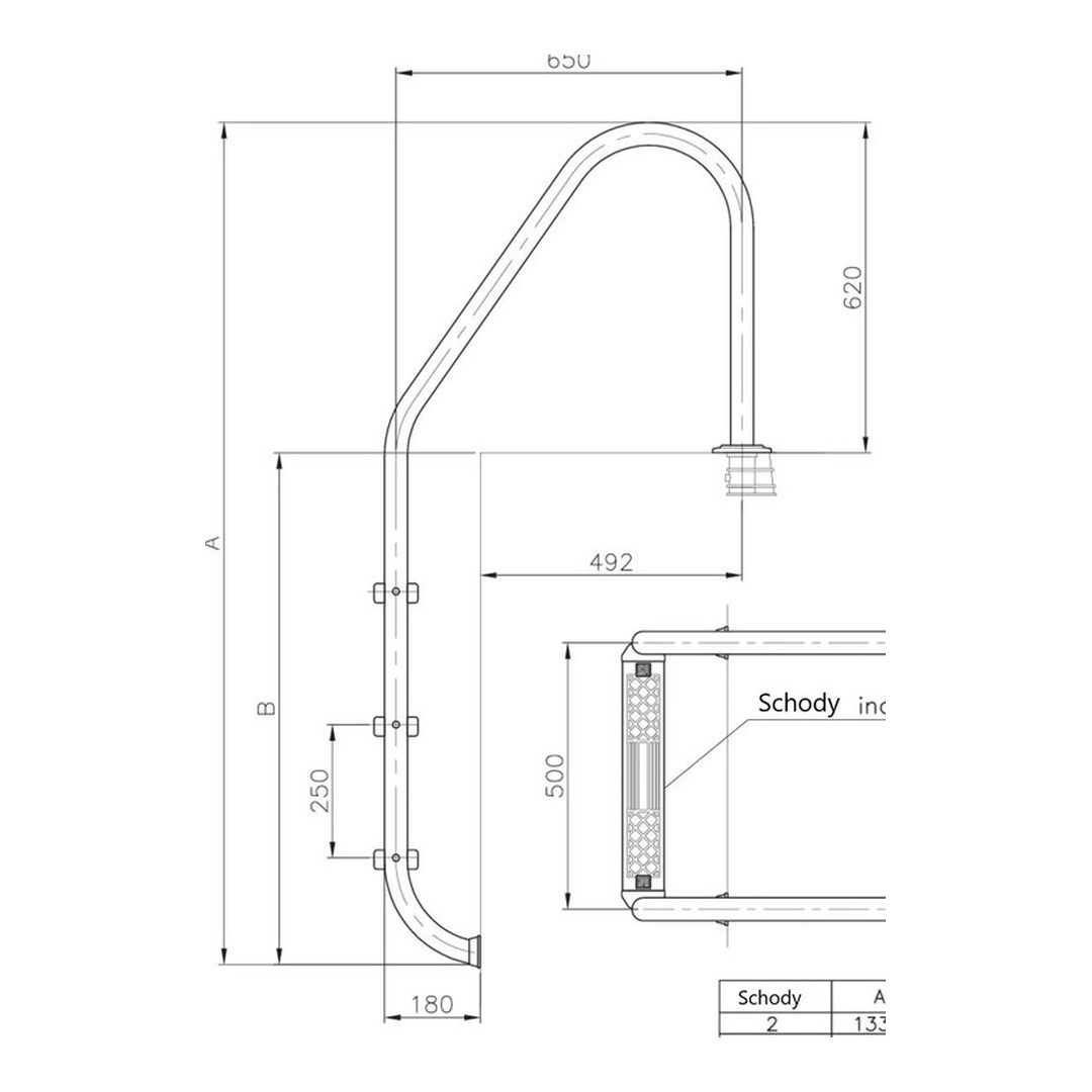 Bazénové schůdky CF (ŠIROKÉ) pro zapuštěné bazény s hl. 150 cm 4