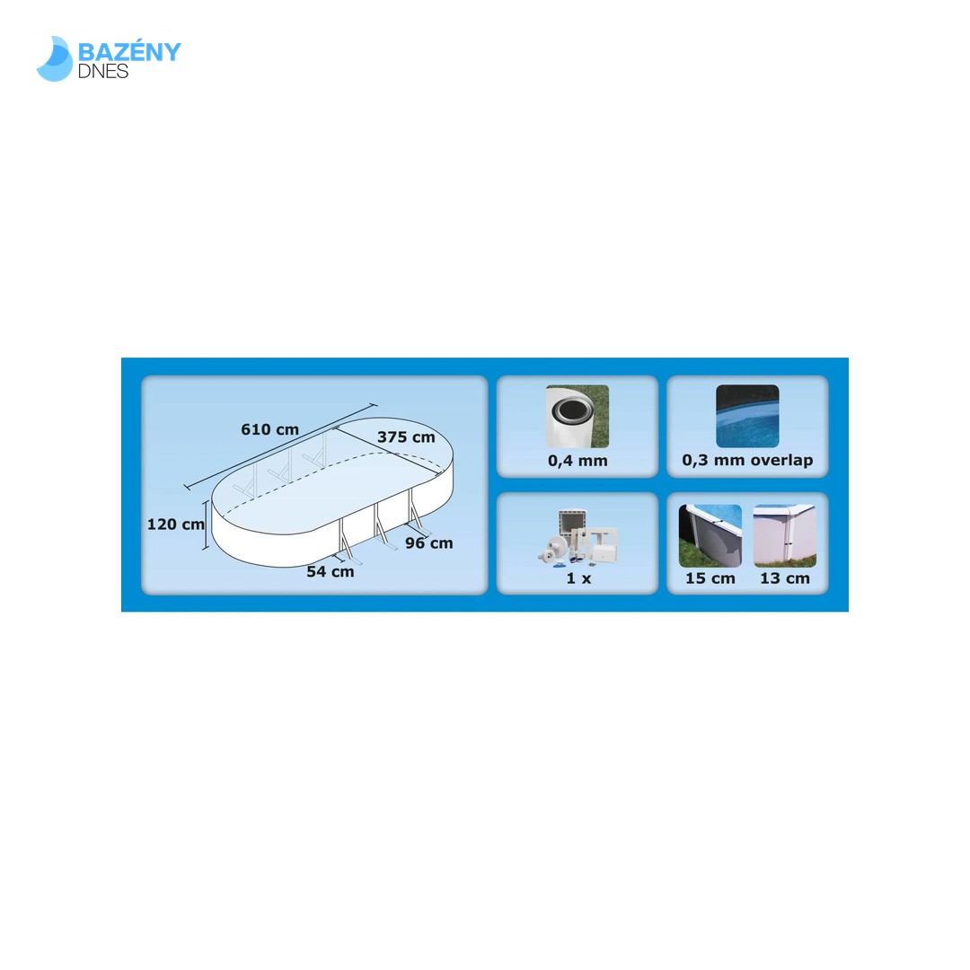 Bazén CF Classic WHITE/Blue – samotný bazén 610 x 360 x 120 cm vč. skimmeru 7