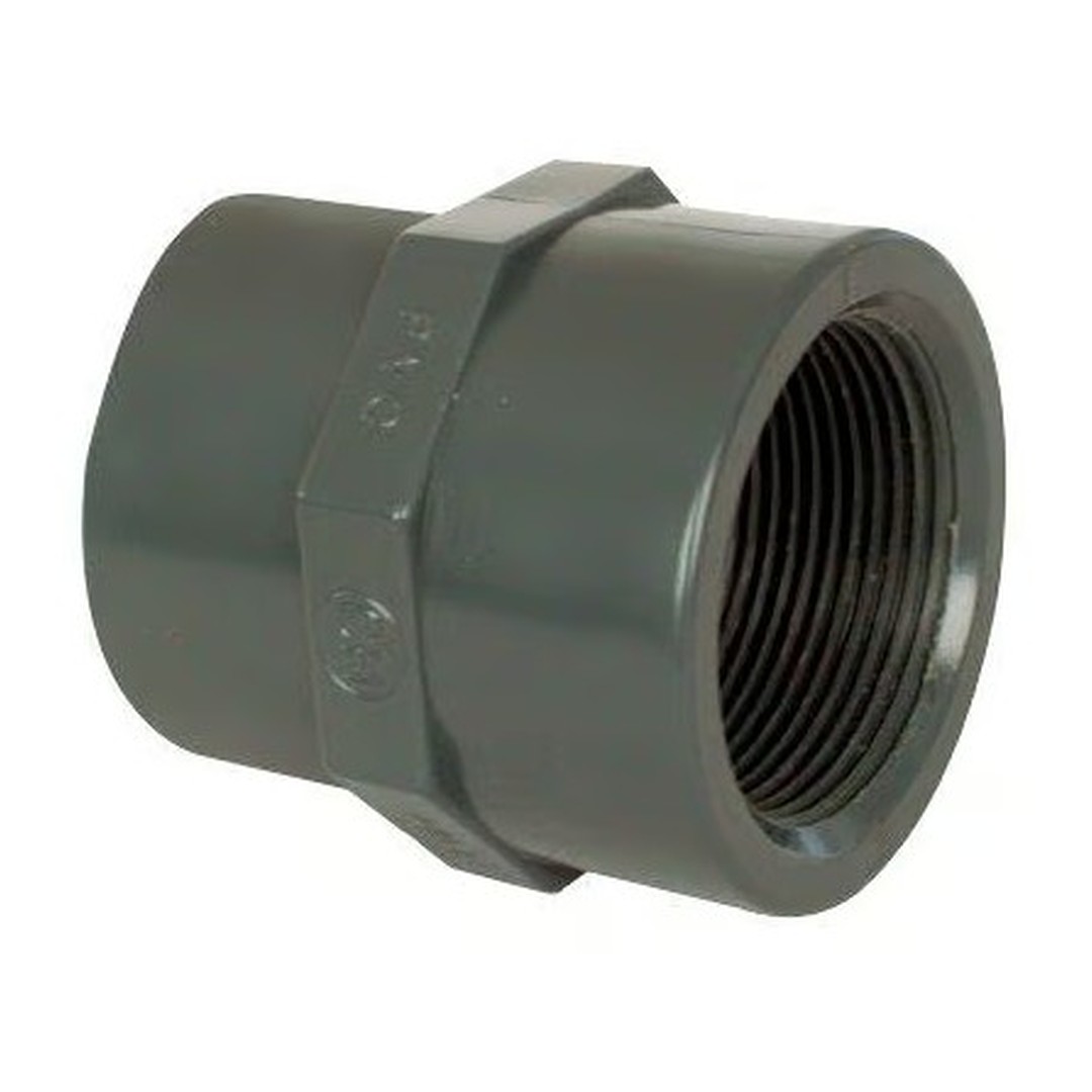 PVC tvarovka - Mufna přechod. red. 75 - - 63 x 2 1/2“ int.