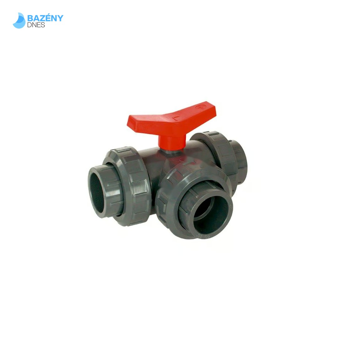 PVC Kulový třícestný ventil 25 mm T