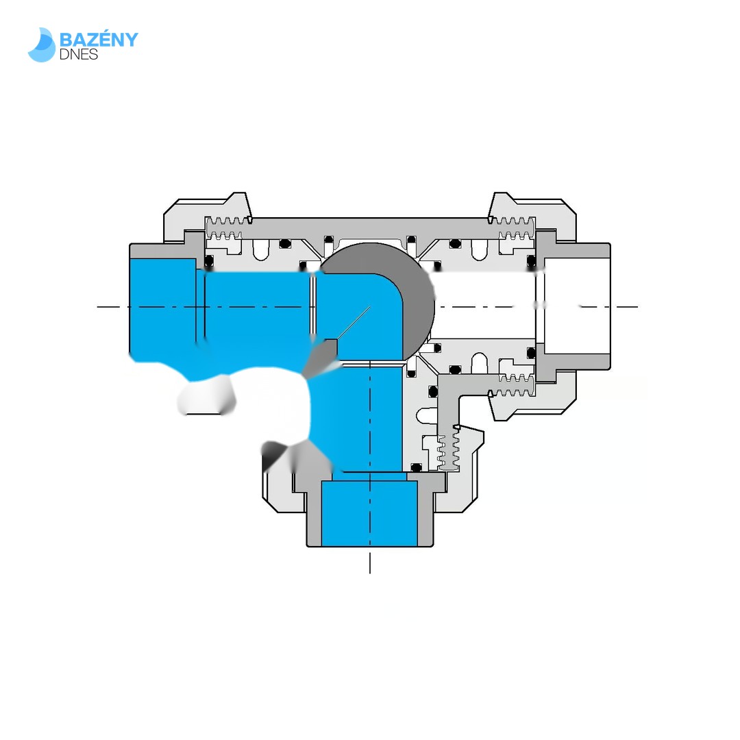 PVC Kulový třícestný ventil 20 mm L