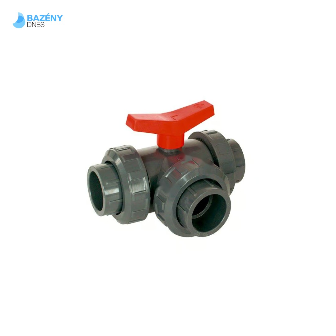 PVC Kulový třícestný ventil 40 mm L