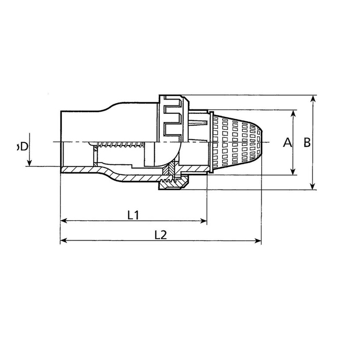 Tvarovka - Kuželový zpětný ventil 50 mm se sacím košem 2