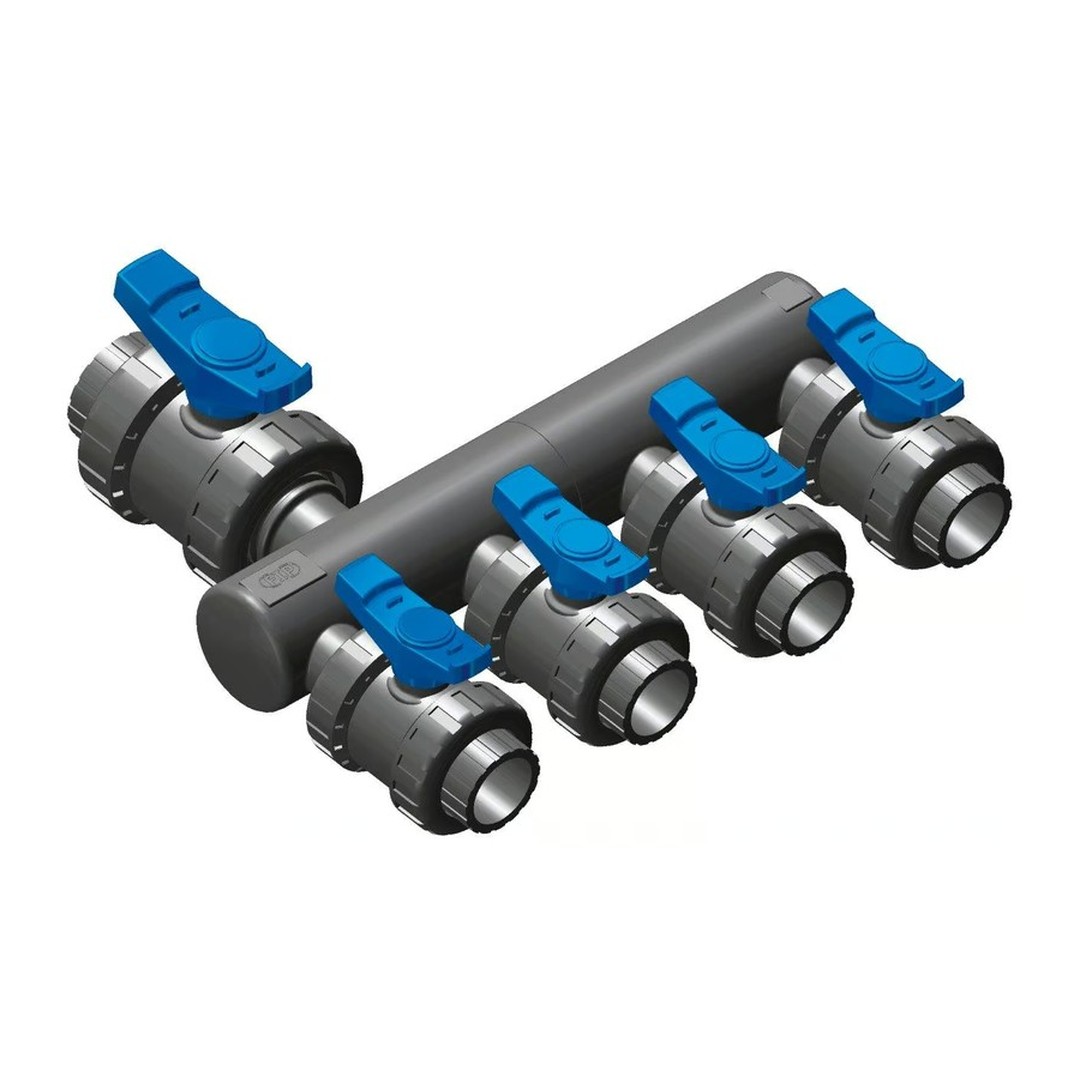 Sběrací potrubí – napojení 50mm lepením, 2x přímé napojení ventilu 50mm