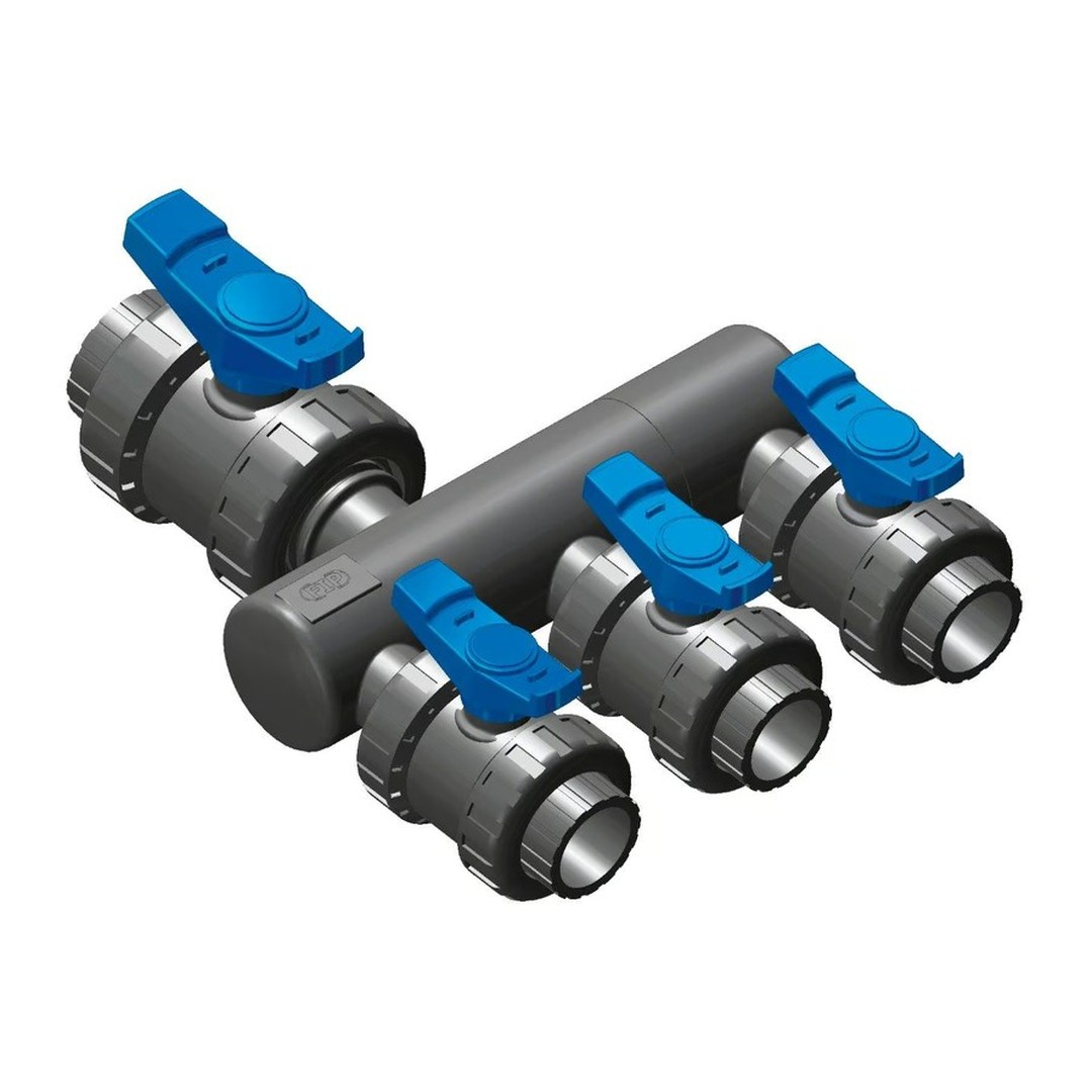 Sběrací potrubí – napojení 50mm lepením, 2x přímé napojení ventilu 50mm 2