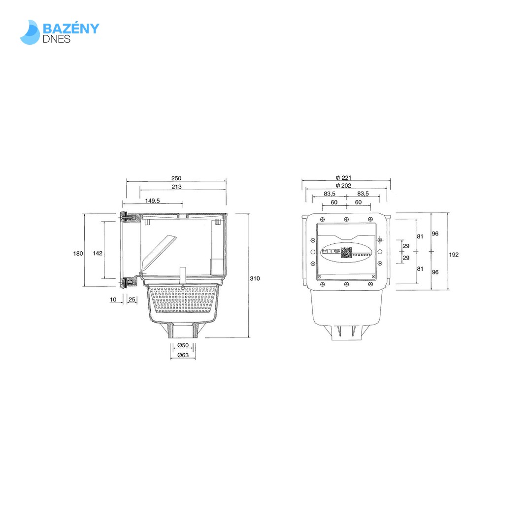 SKIMMER V10 ABS pro fólie, 150 x 150 mm, s mosaznými zástřiky 3
