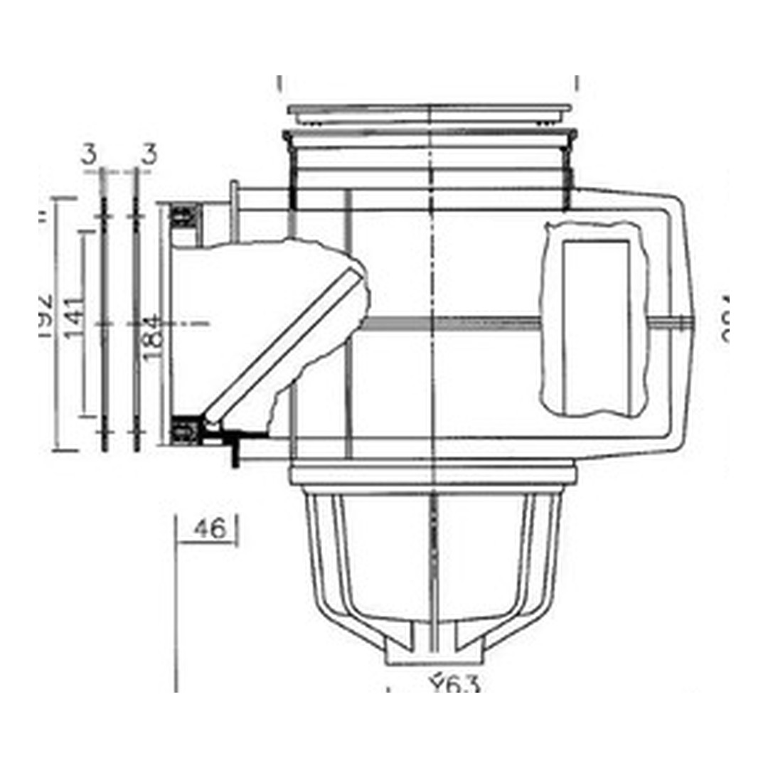 SKIMMER V20 ABS do fólie, 200 x 150 mm, s mosaznými zástřiky - Šedý (RAL7037) 2