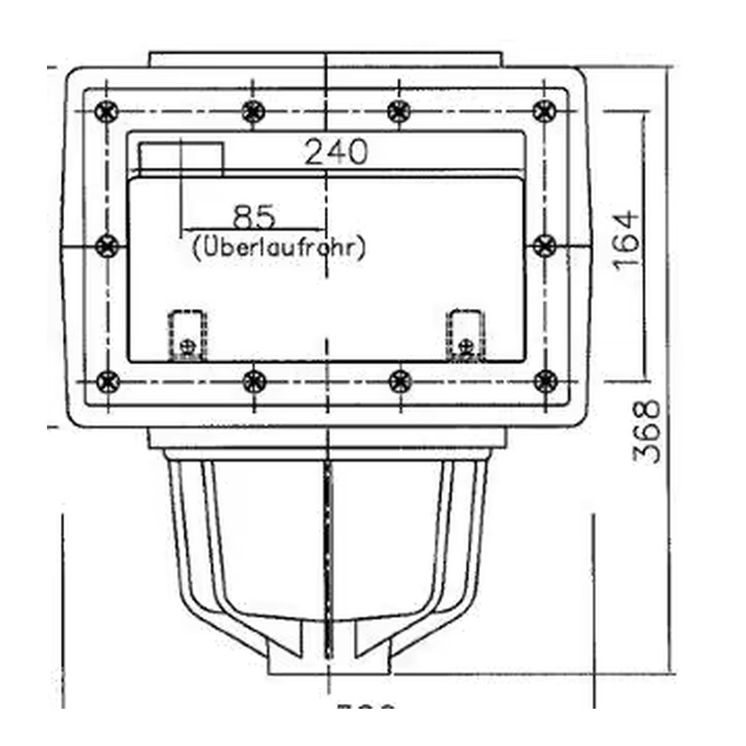 SKIMMER V20 ABS do fólie, 200 x 150 mm, s mosaznými zástřiky - Šedý (RAL7037) 3