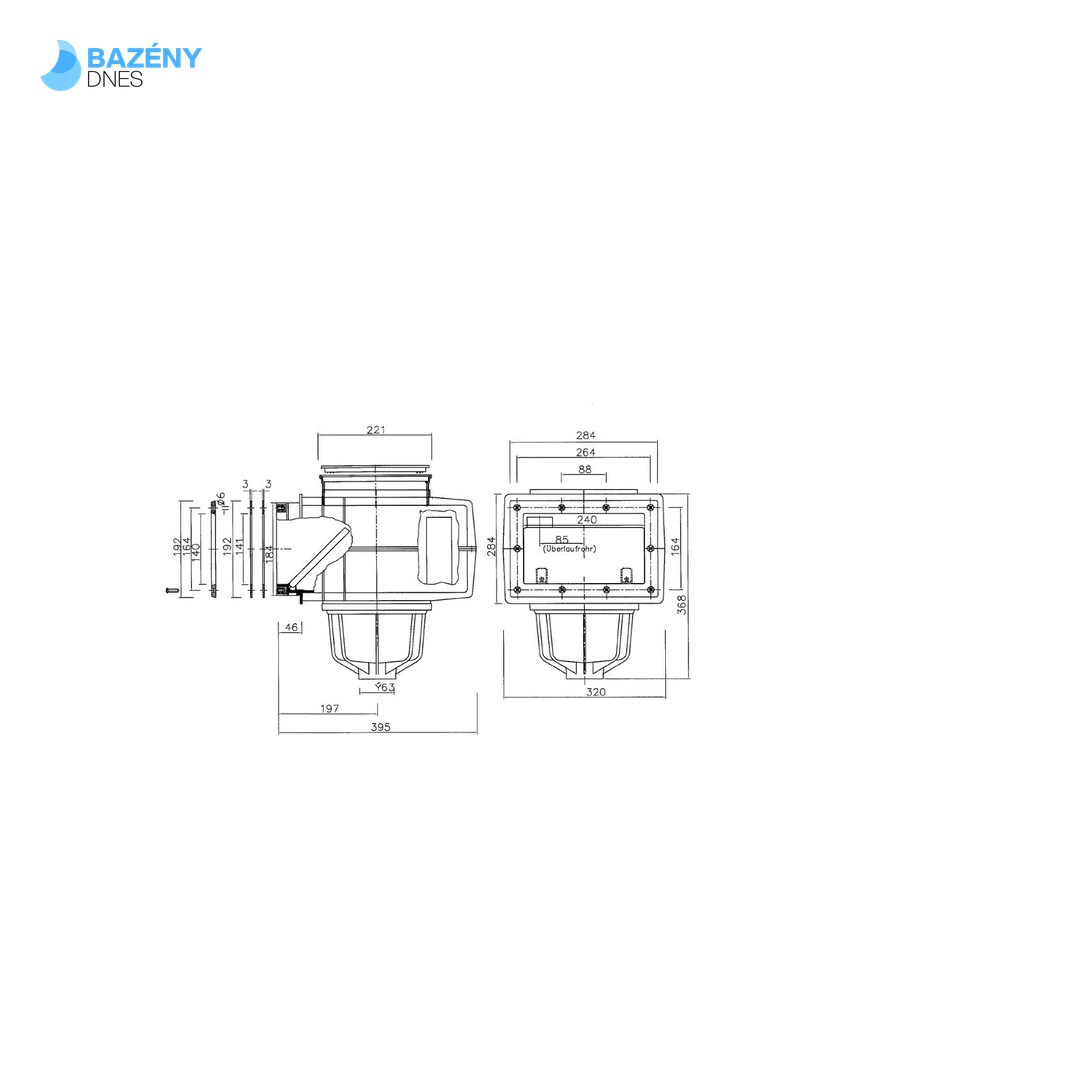 SKIMMER V20 ABS do fólie, 200 x 150 mm, s mosaznými zástřiky 2