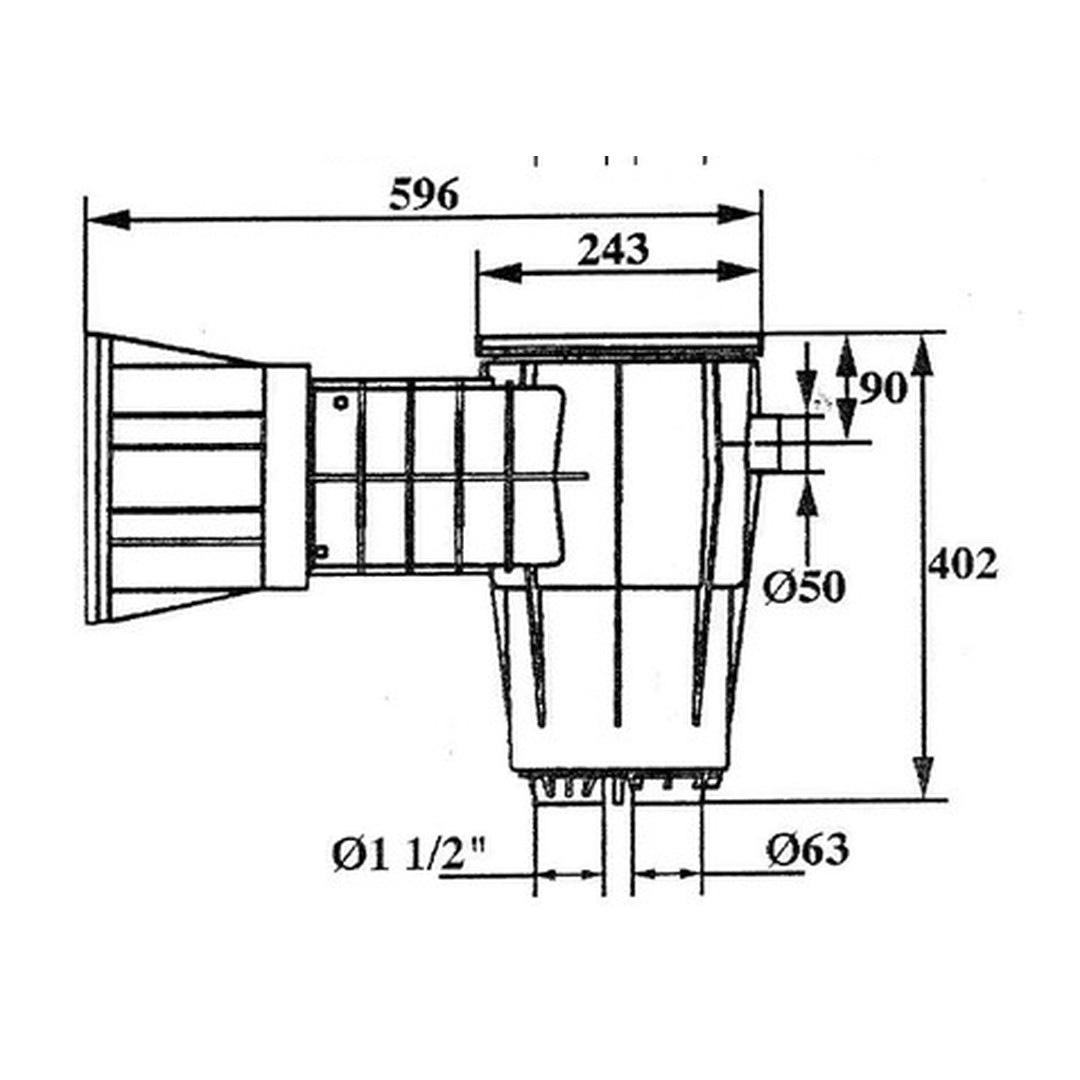 Skimmer Kripsol sání 200 mm x 180 mm, pro fólie, s vak. kotoučem 2