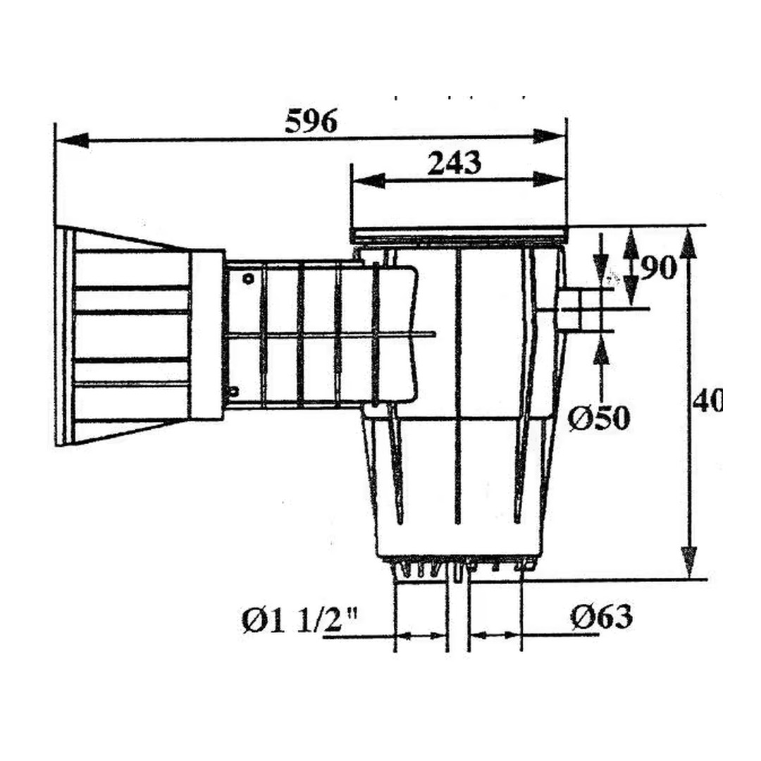 Skimmer Kripsol sání 400 mm x 230 mm, pro fólie, s vak. kotoučem 2