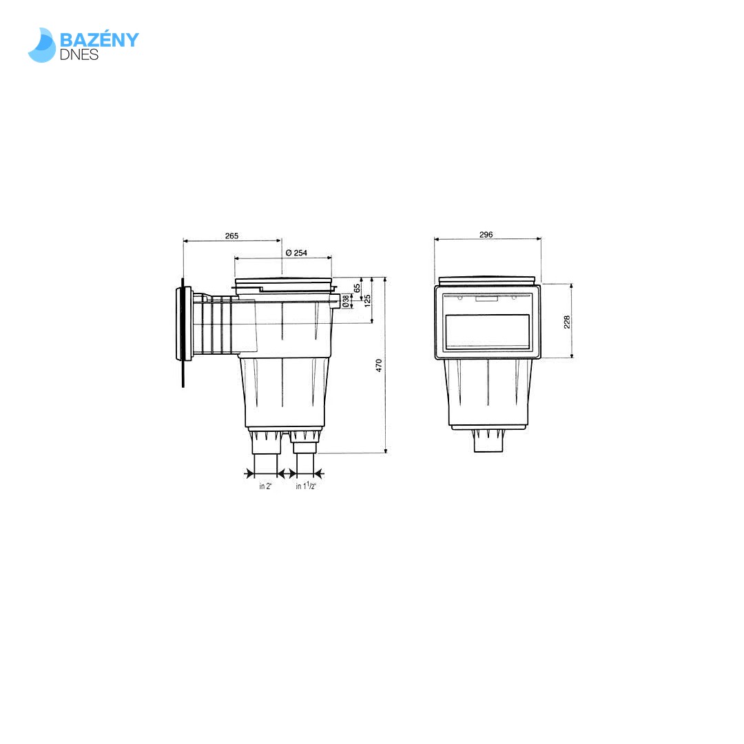 Skimmer 17, 5 l standardní hrdlo, pro folii 2