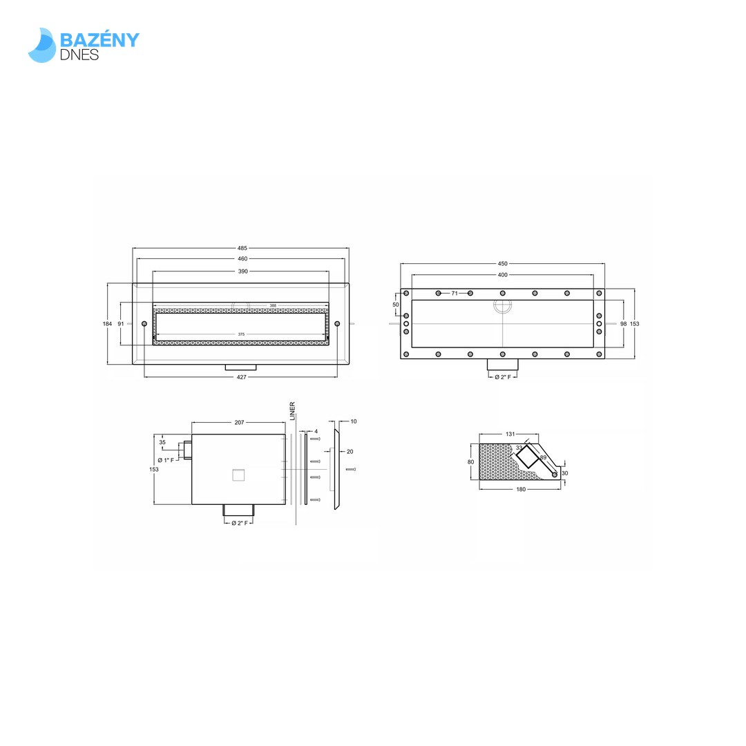 Nerezový skimmer - - 400 mm pro fóliové bazény 3