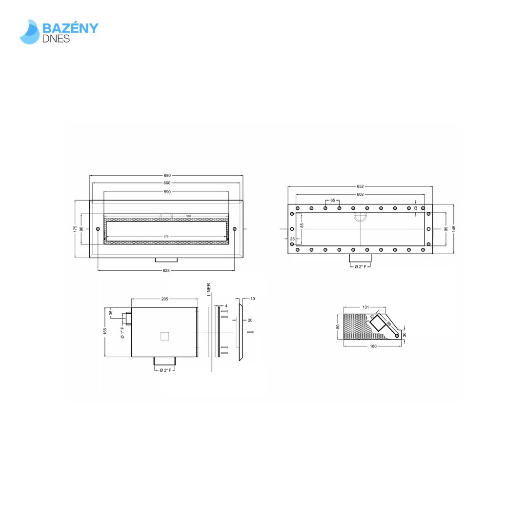 Nerezový skimmer - - 600 mm pro fóliové bazény 3