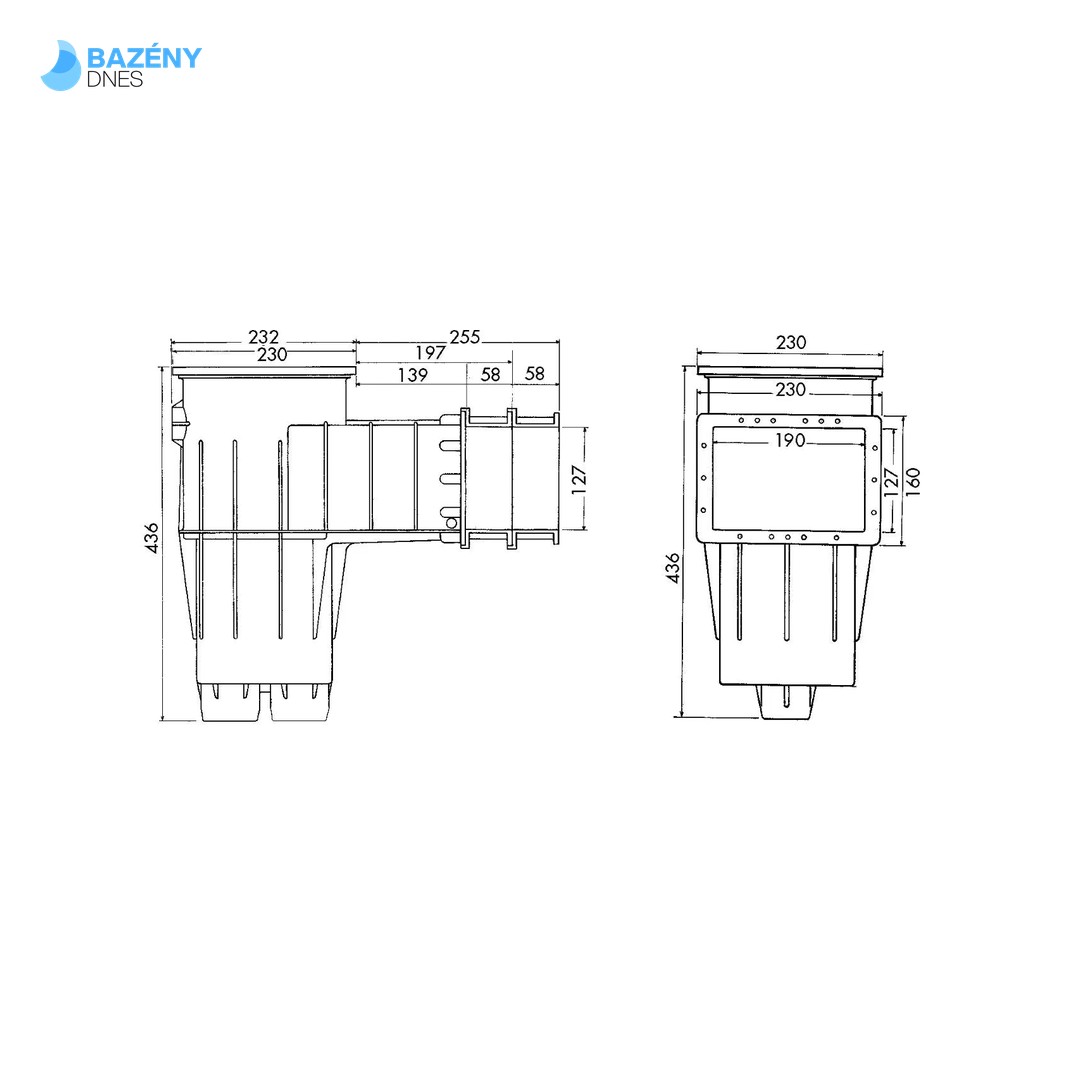 Skimmer Cofies Premium sání 200 x 150 mm, pro fólie, bez vak. kotouče 2