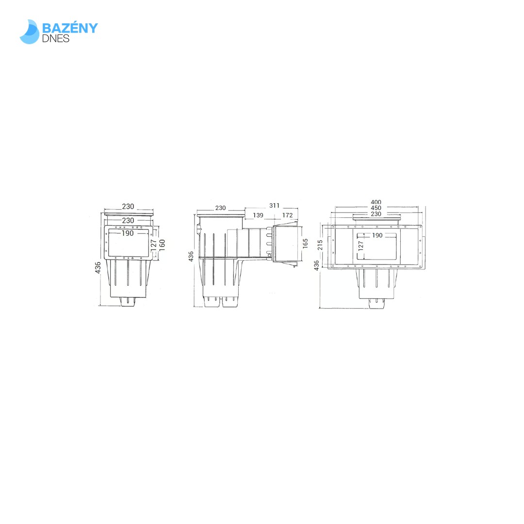 Skimmer Cofies Premium sání 400x200 mm, pro fólie, bez vak. kotouče 2
