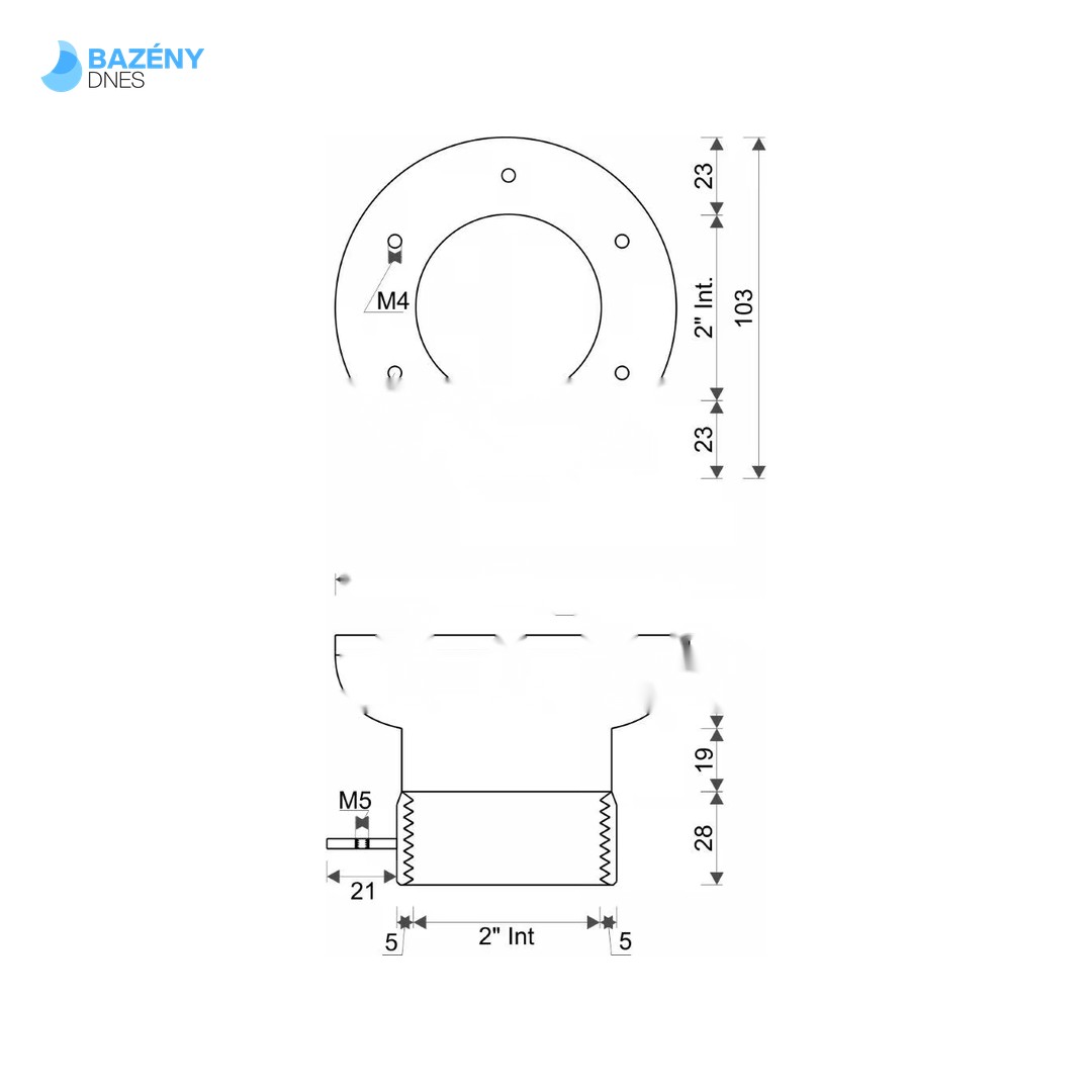 Průchod stěnou bazénu 2" - VAMILA nerez krátký - pro fólii