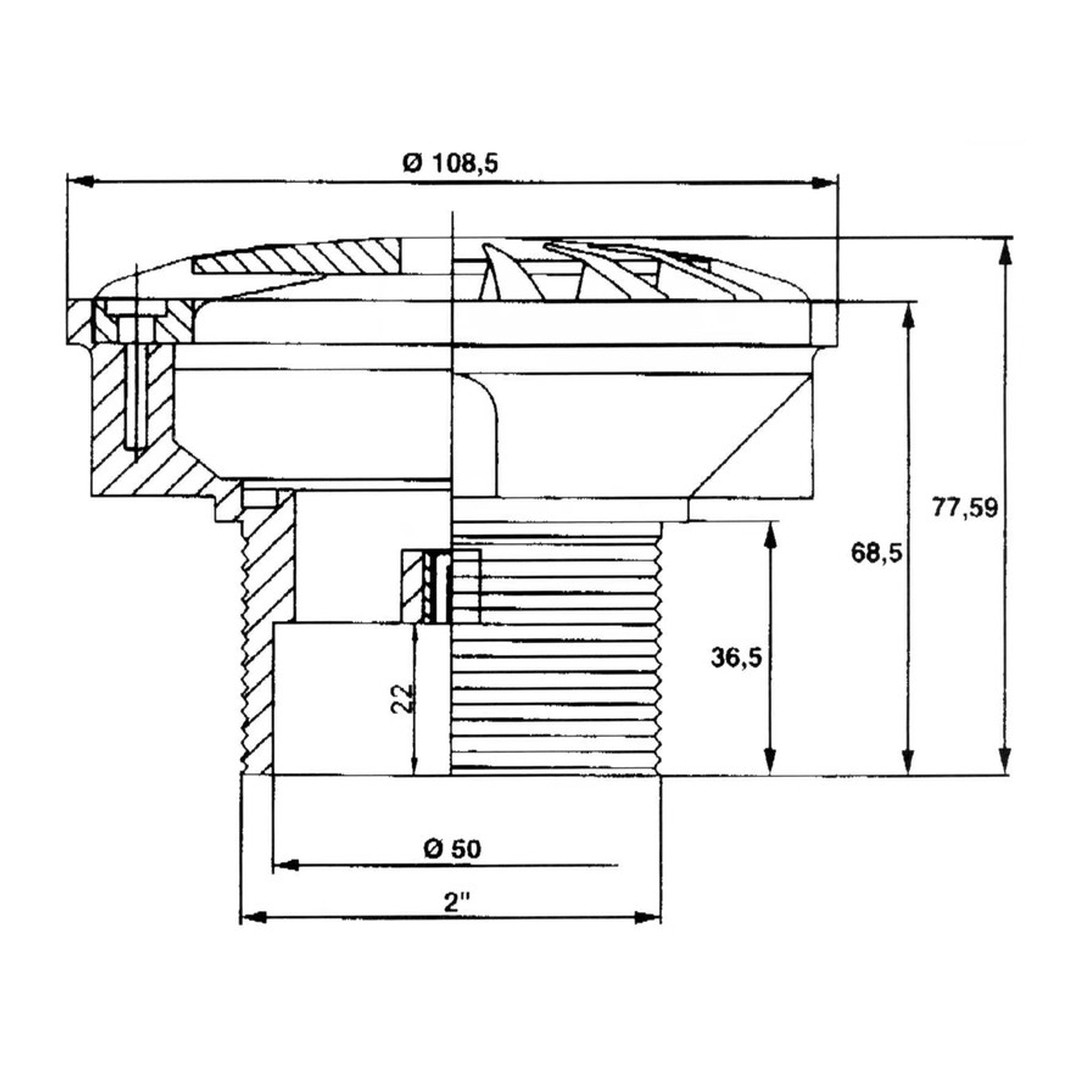 Podlahová tryska KRIPSOL - 14 m3/h, uzavíratelná 0 - - 100 %, pro beton