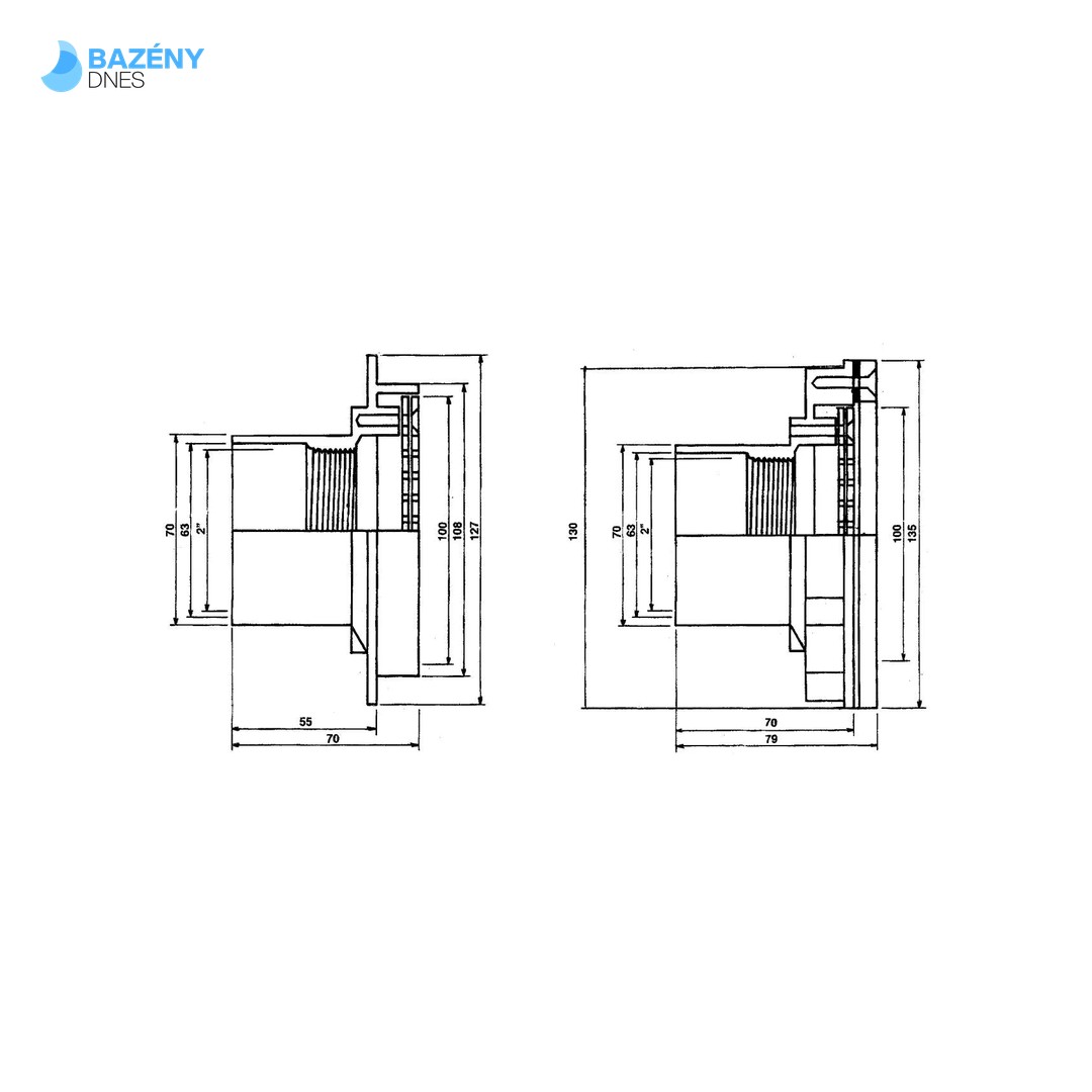 Sání Cofies - 10 m3/h, s přírubou pro fólii, napojení lepením 63 mm