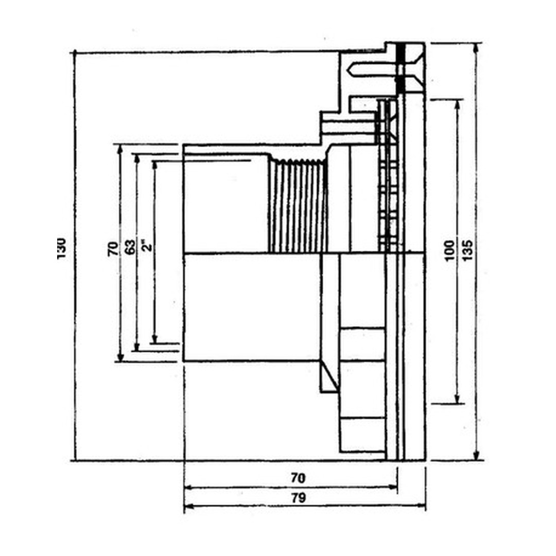 Sání Cofies - 10 m3/h, s přírubou pro fólii, napojení lepením 63 mm 2