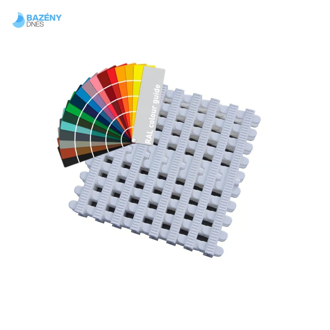 Přelivový roll - rošt pro veřejné bazény - Barevný - šířka 196 mm, výška 35 mm (43 ks/m)