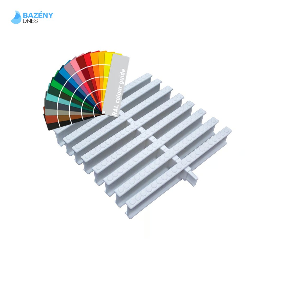 Přelivový roll rošt pro privátní bazény - Barevný - šířka 196 mm, výška 35 mm (43 ks/m)