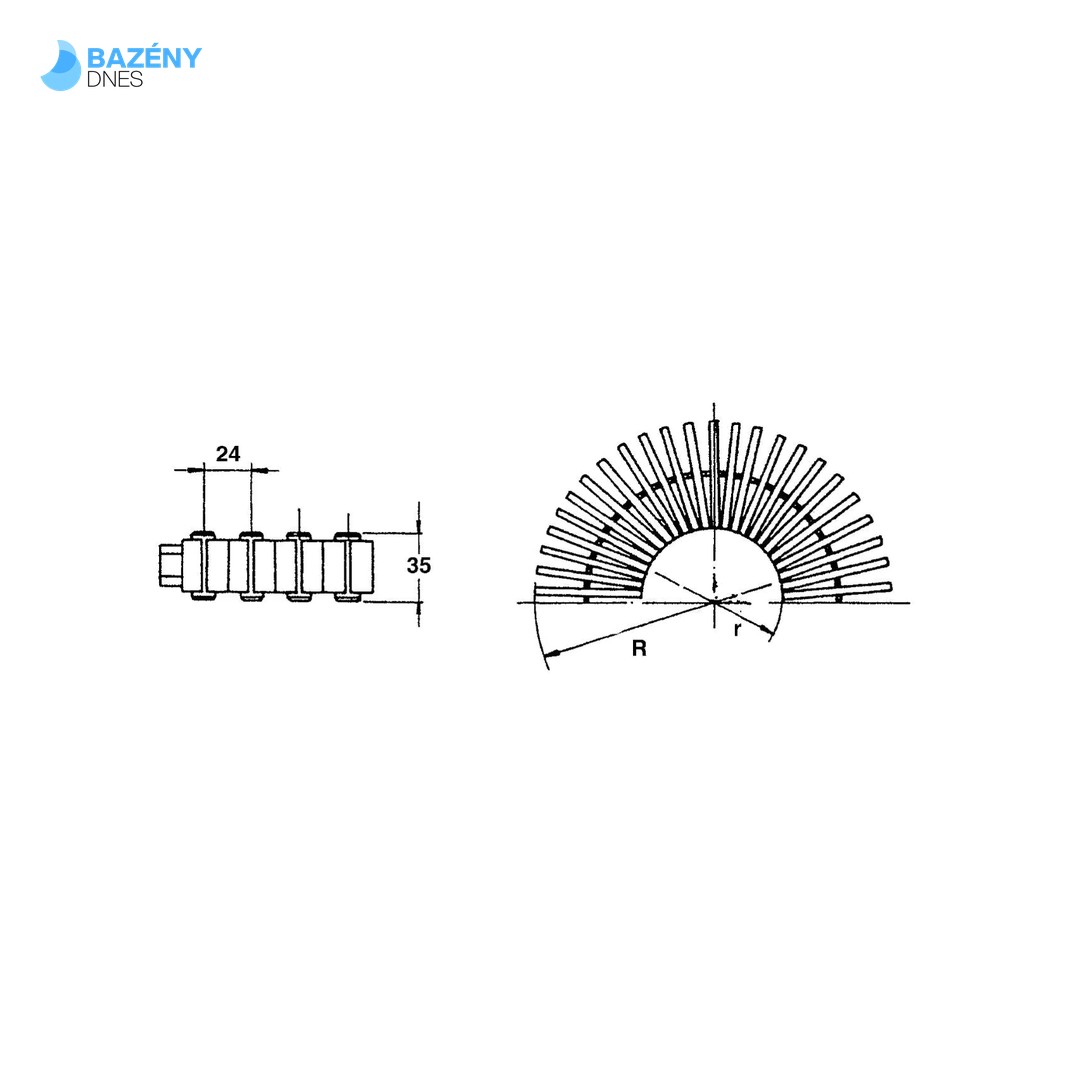 Roh pro roll rošt - - 90° (pro pravoúhlé bazény) 200 x 35 2