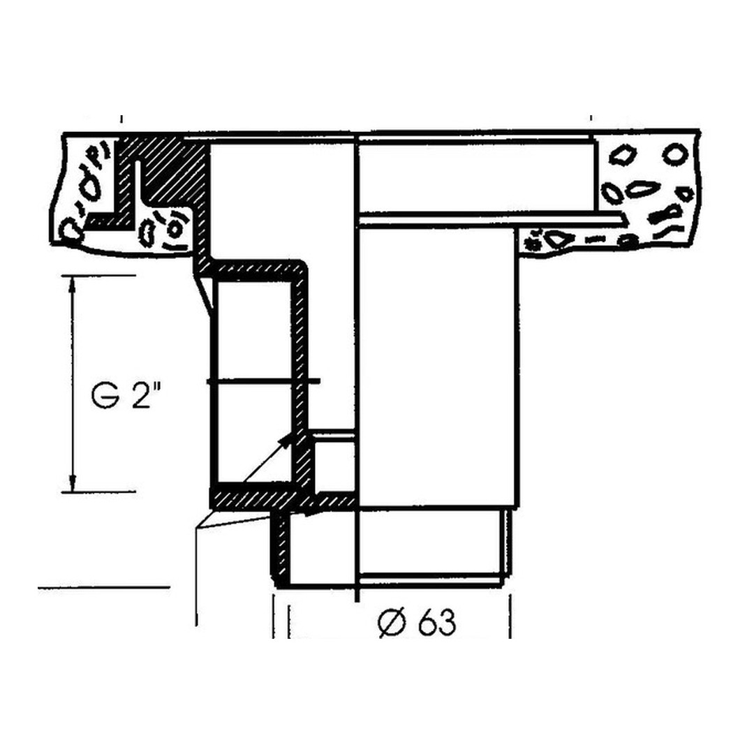 Podlahová výpust ABS, nerez mřížka AISI 316, pro beton 2