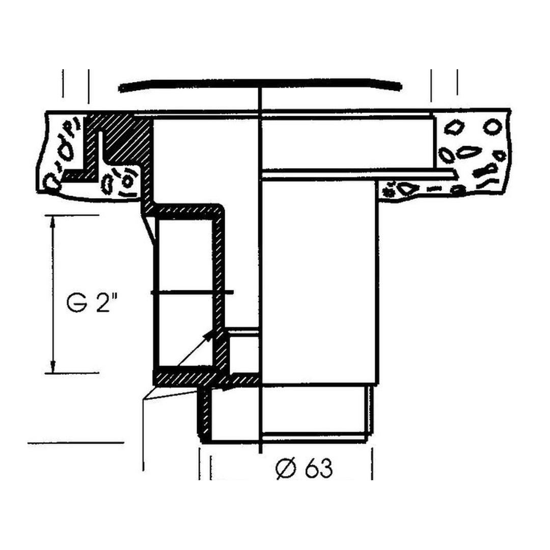 Podlahová výpust ABS, nerez kryt čtvercový AISI 316, pro beton 2