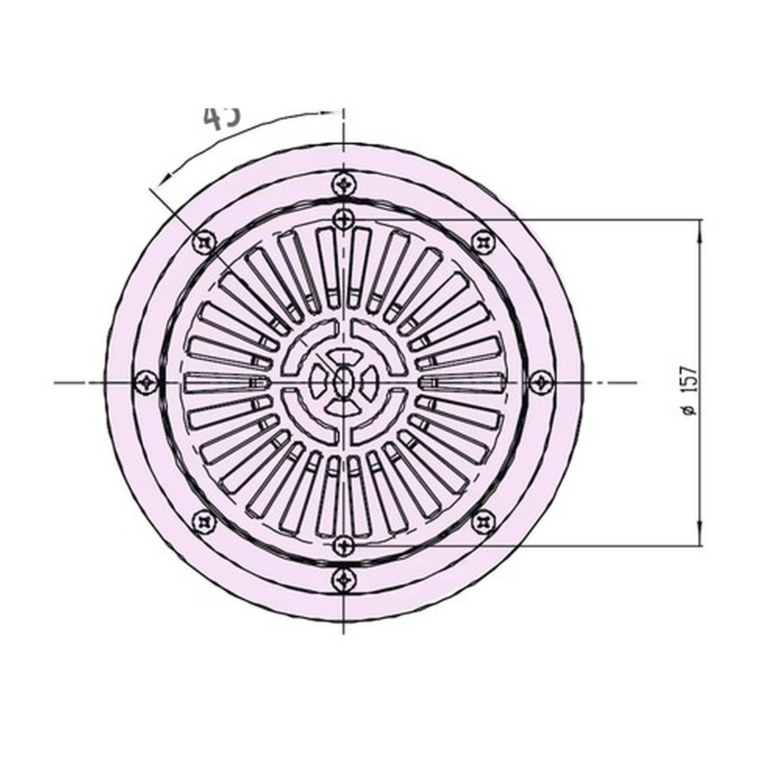 Podlahová výpust VA, pro fólii, mosazné zástřiky M6 2
