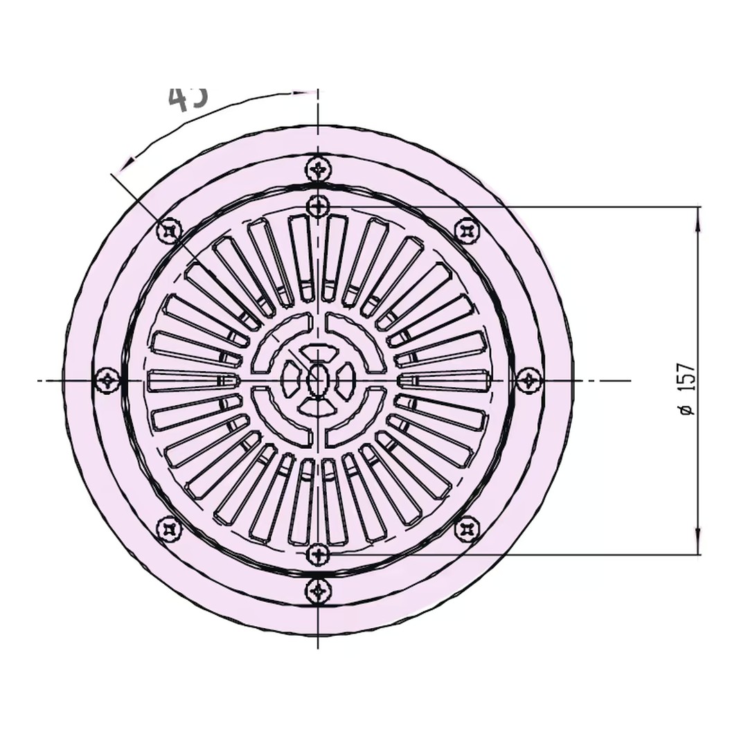 Podlahová výpust VA, pro fólii, mosazné zástřiky M6 4