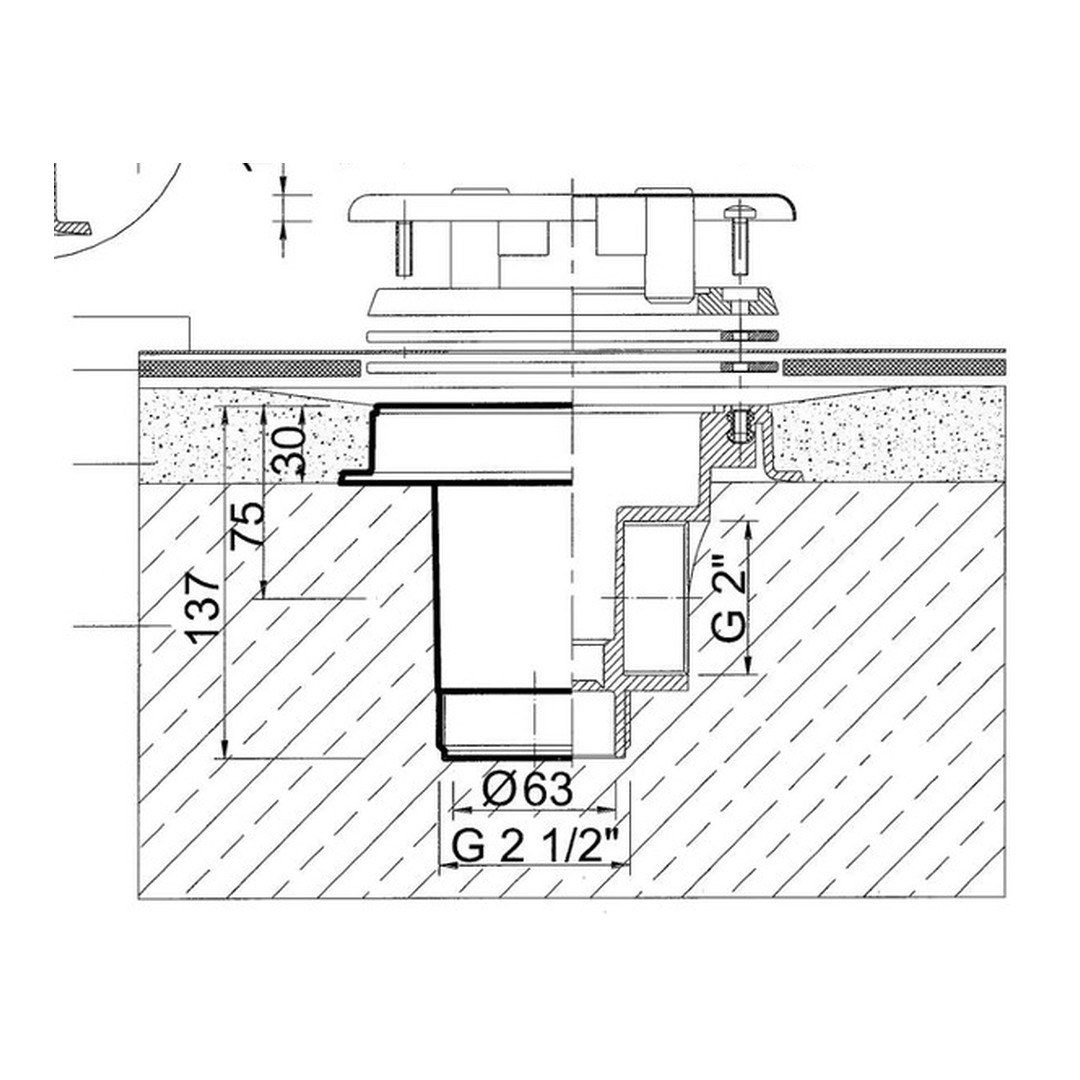 Podlahová výpust ABS, nerez kryt čtvercový AISI 316 – pro fólii 2